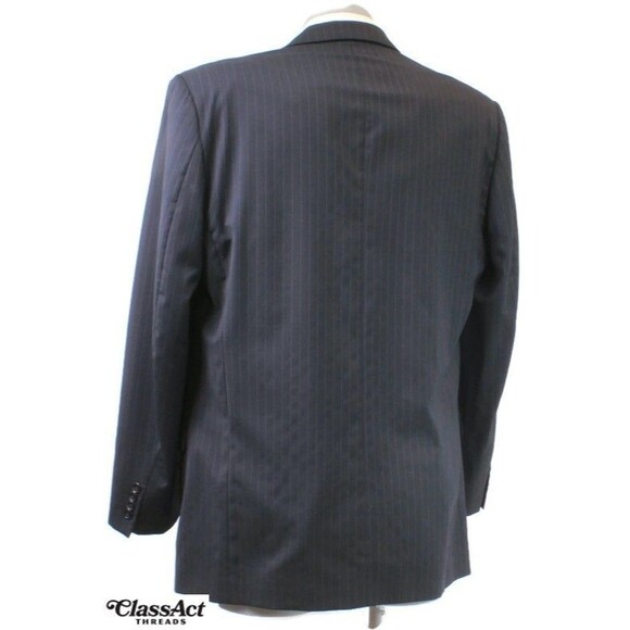 Bachrach Mens Blazer Sport Coat Suit Jacket Black Striped Wool 3 Button 44L - Picture 5 of 7
